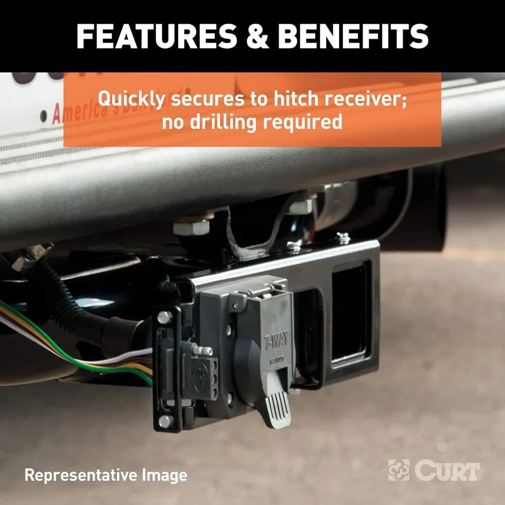 CURT 58003 Easy-Mount Trailer Bracket, 2-1/2 Inch Receiver, 4 or 5, 6 or 7 Way